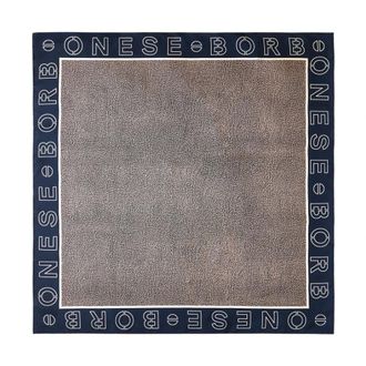 Borbonese Accessoires, Dames, Blauw, ONE Size, Op Logo Outline Foulard