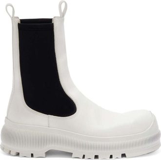 Jil Sander logo-embossed leather boots - women - Calf Leather/Calf Leather/Rubber - 35 - White