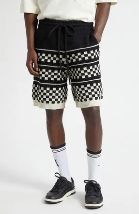 Amiri Checkered Wool Mesh Shorts in Black at Nordstrom, Size Xx-Large