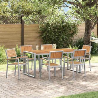vidaXL Conjunto De Comedor De Jard&iacute;n 7 Pcs Gris Y Marr&oacute;n Vidaxl