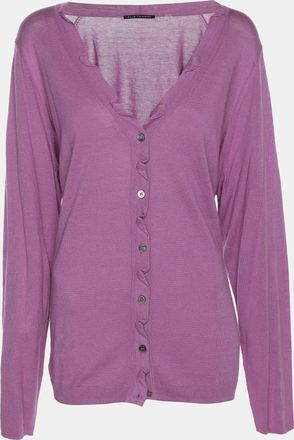 Elie Tahari Purple Stretch Silk Sammy Sweater