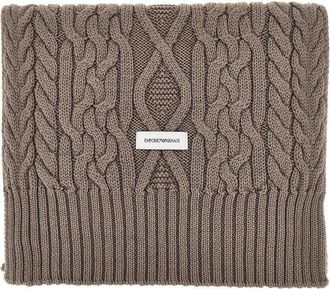 Emporio Armani Wool-blend scarf with logo label Woman One Size