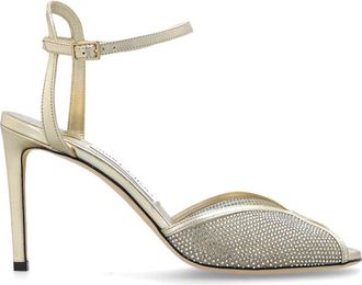 Jimmy Choo London Sacora 85 Sandalen met Hoge Hak - Dames - Sandalen met hakken - Geel - 41 EU - Leer - Schoenen