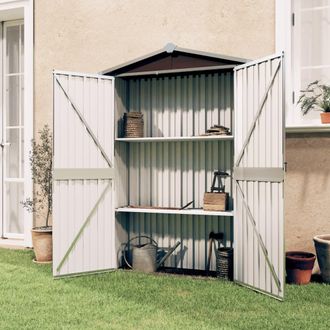 Berkfield Home Garden Shed Brown 116x45x175 cm Galvanised Steel | Size: 116 x 45 x 175 cm