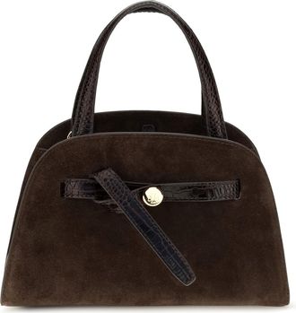 Tory Burch Womens Shoulder Bag Romy Suede Dark Cocoa