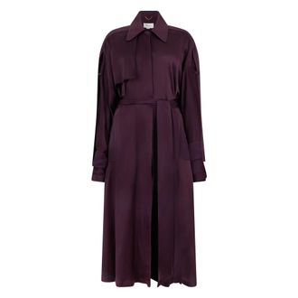 Victoria Beckham Trench Coats, female, Purple, Size: 2XS Trench with Contrast Border