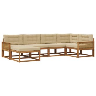 vidaXL Conjunto De Sof&aacute;s De Exterior 6 Pcs Natural Y Beige Vidaxl