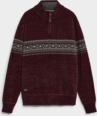 Point Zero Mens Jacquard block zip-neck sweater