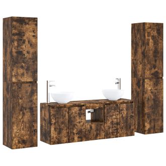 vidaXL Juego De Muebles De Ba&ntilde;o 5 Uds. Roble Ahumado Vidaxl