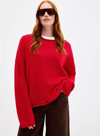 Contemporaine Womens Rolled-hem loose sweater