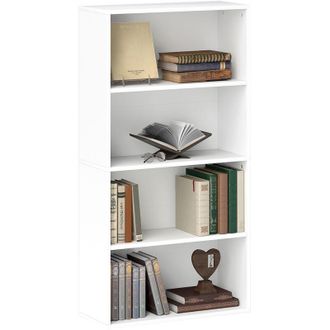 HOMCOM Homcom - Librer&iacute;a De 4 Niveles Estanter&iacute;a De Libros Con 2 Estantes Ajustables Para Sala De Estar Oficina Dormitorio 60x24x115,5 Cm Blanco