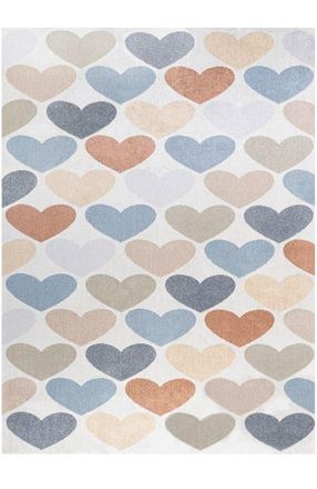 Jonathan Y Designs Dila Modern Hearts Geometric Machine-Washable Area Rug in Ivory/blue/orange at Nordstrom, Size 3Ft 0In X 5Ft 0In