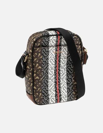 Burberry Womens Monogram Thornton E-Canvas Shoulder Bag - Bridle Brown - Size: UNI