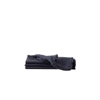 LinenMe Linen Napkin Terra Fringe - Set Of 4 In Anthracite