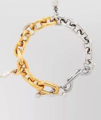 Paco Rabanne mixed metal chain bracelet and pearls