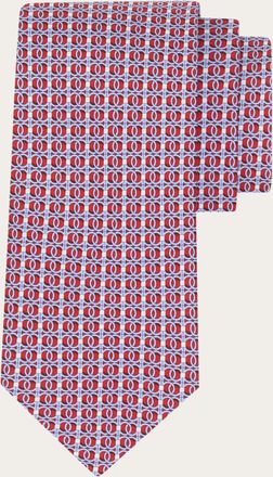 Ferragamo Men Gancini chain print silk tie Red