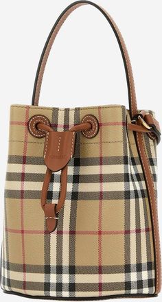 Burberry Womens Bucket Bag Multicolour Check Polyurethane Shoulder