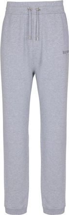 Balmain Logo Bedrukte Katoenen Joggingbroek - Heren - Sweatpants - Grijs - S - Katoen - Broeken