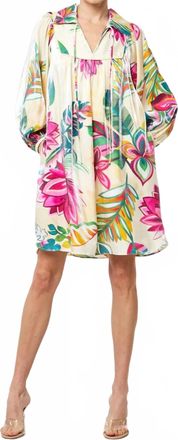 Ciebon Floral Shimmer Dress In Cream