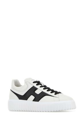 Hogan Mens White Leather H-Stripes Sneakers Bianer