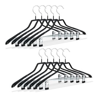 Relaxdays Pack De 50 Perchas Ropa Antideslizantes Con Pinzas, Metal Y Pvc, Negro, 42 Cm - Relaxdays