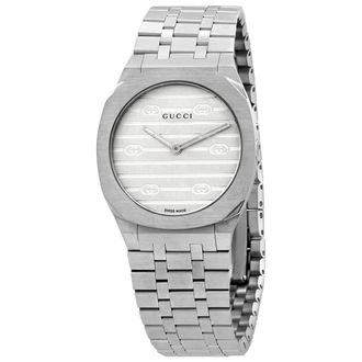 Gucci 25H Quartz Silver Dial Ladies Watch YA163501