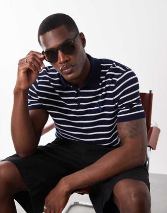 Polo Ralph Lauren Icon - T-shirt blu e bianca a righe con logo-Bianco