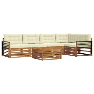 vidaXL Conjunto De Sof&aacute;s De Exterior Con Coj&iacute;n 6 Pcs Natural Y Crema Vidaxl