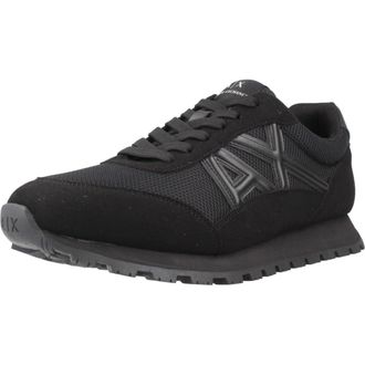A|X Armani Exchange Mens Side Geometric Logo Motifs Trainers, Black + Black, 44 EU, Black, 10 UK