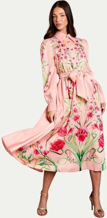Coast Border Print Organza Shirt Dress in Blush at Nordstrom, Size 10