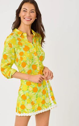 Lilly Pulitzer Sea View Linen Button Down Shirt