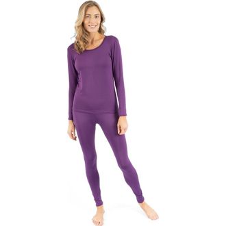 Leveret Womens Solid Thermal Pajama Set in Dark Purple at Nordstrom, Size X-Small
