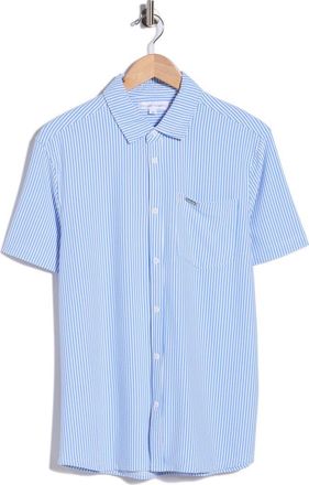 Vintage Summer Swimwear Short Sleeve 4-Way Stretch Seersucker Button-Down Shirt in Blue at Nordstrom Rack, Size Medium