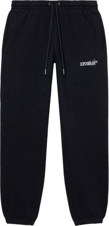 Off-white Sporty Black Cotton Pants with Contrast Logo Print