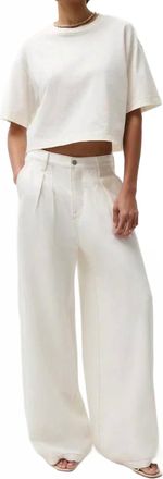 Pistola Denim Delphine Pleated Denim Wide Leg Jeans In Off White