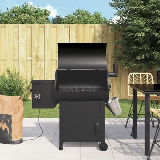 vidaXL Barbacoa De Pellets Con Chimenea Hierro Negro 104 Cm Vidaxl