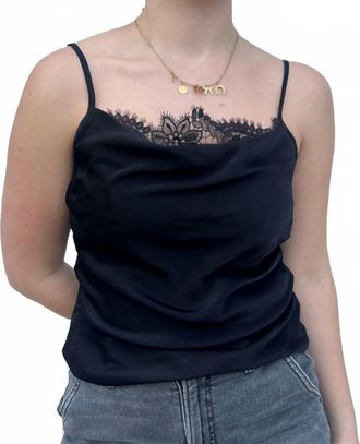Suncoo Livia Silk Cami With Lace Insert In Black