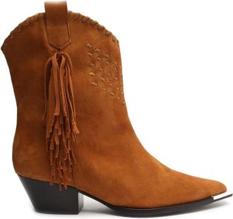 Schutz Schutz Alexxa Boot Womens US 5.5 Brown Suede Pointed Toe Ankle Bootie KHD1028