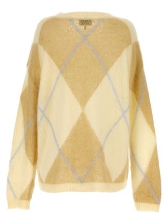 Ganni Argyle Mohair Blend Sweater - Cream