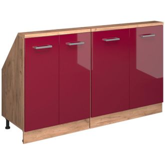 Vicco Armadio per tetti inclinati Rion, Rosso lucido/rovere dorato, Set di 2, Vicco