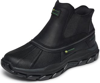 Skechers mens John Deere Mens Slip-ins Midcut Waterproof Chelsea Duckboot With Goodyear Rubber, Black, 9.5 X-Wide