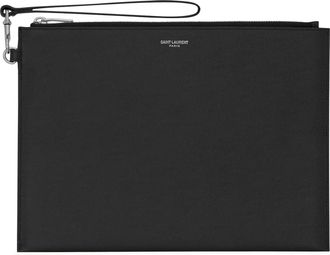 Saint Laurent GRAIN DE POUDRE EMBOSSED LEATHER TABLET HOLDER WITH ZIP - Saint Laurent - Man