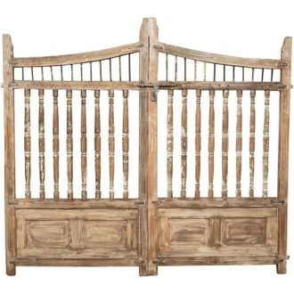 Biscottini International Biscottini - Grande cancello in legno per esterno 227x204x15 cm Cancello da giardino in legno massello e ferro Cancello legno per esterno