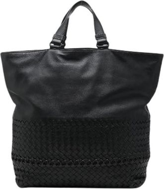 Bottega Veneta Pre-owned Intrecciato Leren Tote Bag - Dames - Vintage Shopper - Zwart - ONE Size - Leer - Vintage