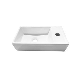 Adema Pulse Flow Fontein - 41x22x10cm - keramiek - kraangat rechts - glans wit