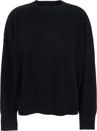 Loulou Studio Black Crewneck Sweater With Ribbed Trims In Cashmere Woman