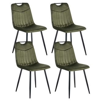 Beliani Beliani - Conjunto De 4 Sillas De Comedor Modernas De Terciopelo Con Patas De Hierro Negras Con Recubrimiento En Polvo Verde Oscuro Argyle