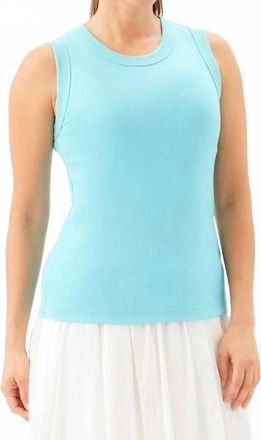 Karen Kane Ribbed Crewneck Tank In Aqua