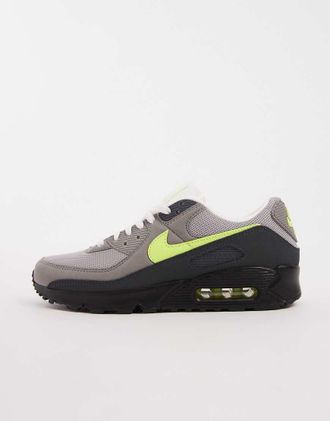 Nike Air Max 90 - Sneakers grigie e giallo fluo-Grigio