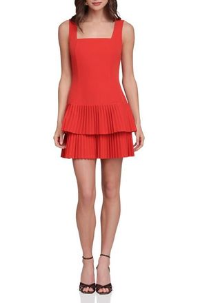 Avec Les Filles Pleat Double Ruffle Minidress in Red at Nordstrom, Size 12